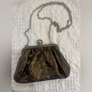 Chic Brighton metallic green Clutch with Chain